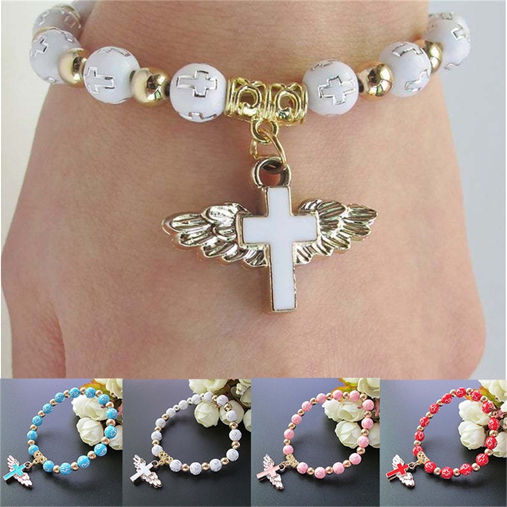 Exquisite Angel Cross Rosary Beads Bracelets Christian Souvenirs ...