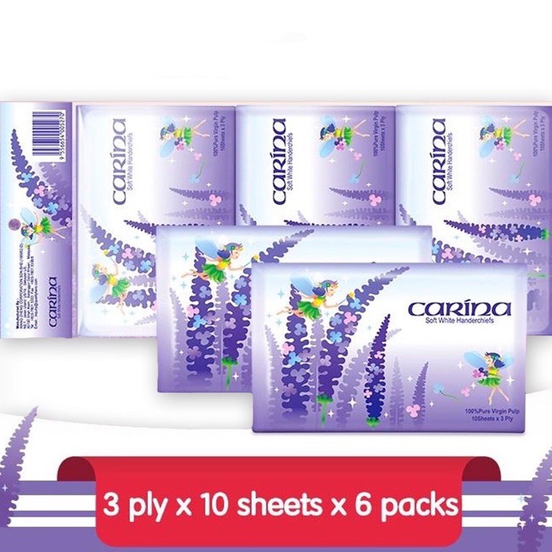 CARINA Soft White Wallet Tissue 10sheets x 3 ply (6pack) | Shopee Singapore