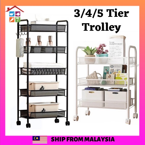 3 4 5 Tier Multipurpose Storage Rack Trolley Rack with Wheel Removable