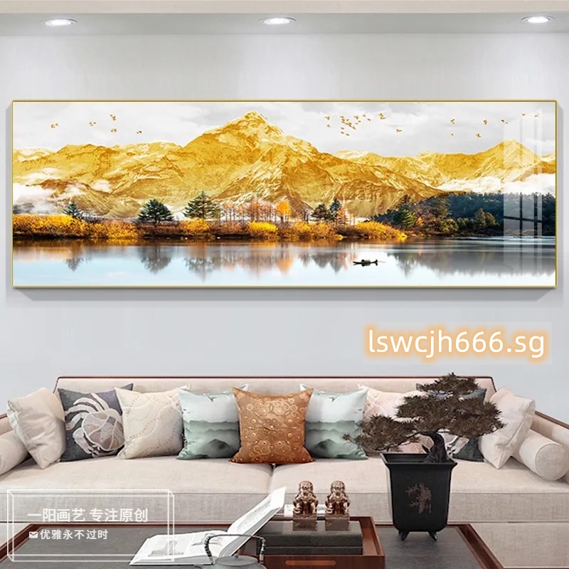 【Diamond Crystal Porcelain Painting】 Living Room Horizontal Decorative Painting Sofa Background Wall Painting Study Office Mural Landscape Painting