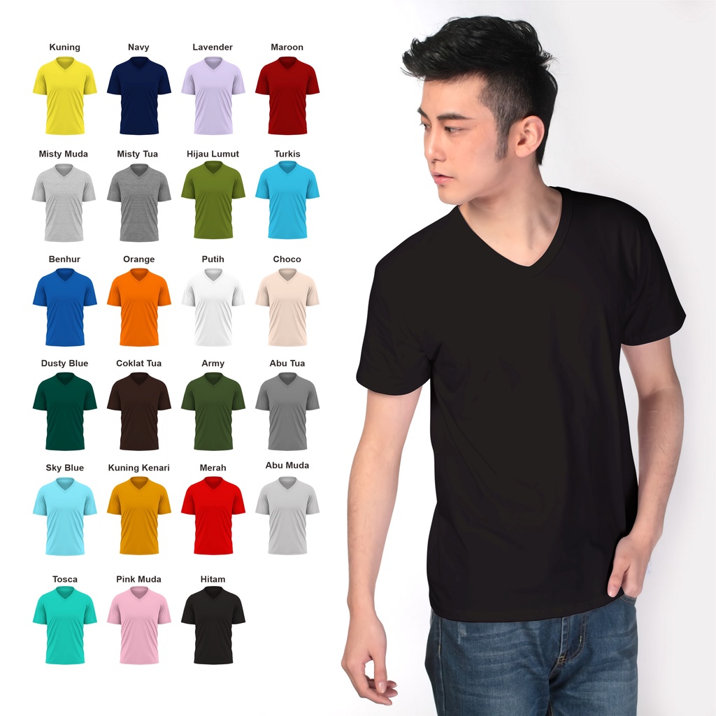 Men's Plain v-neck T-Shirt/Cool T-Shirt | Shopee Singapore