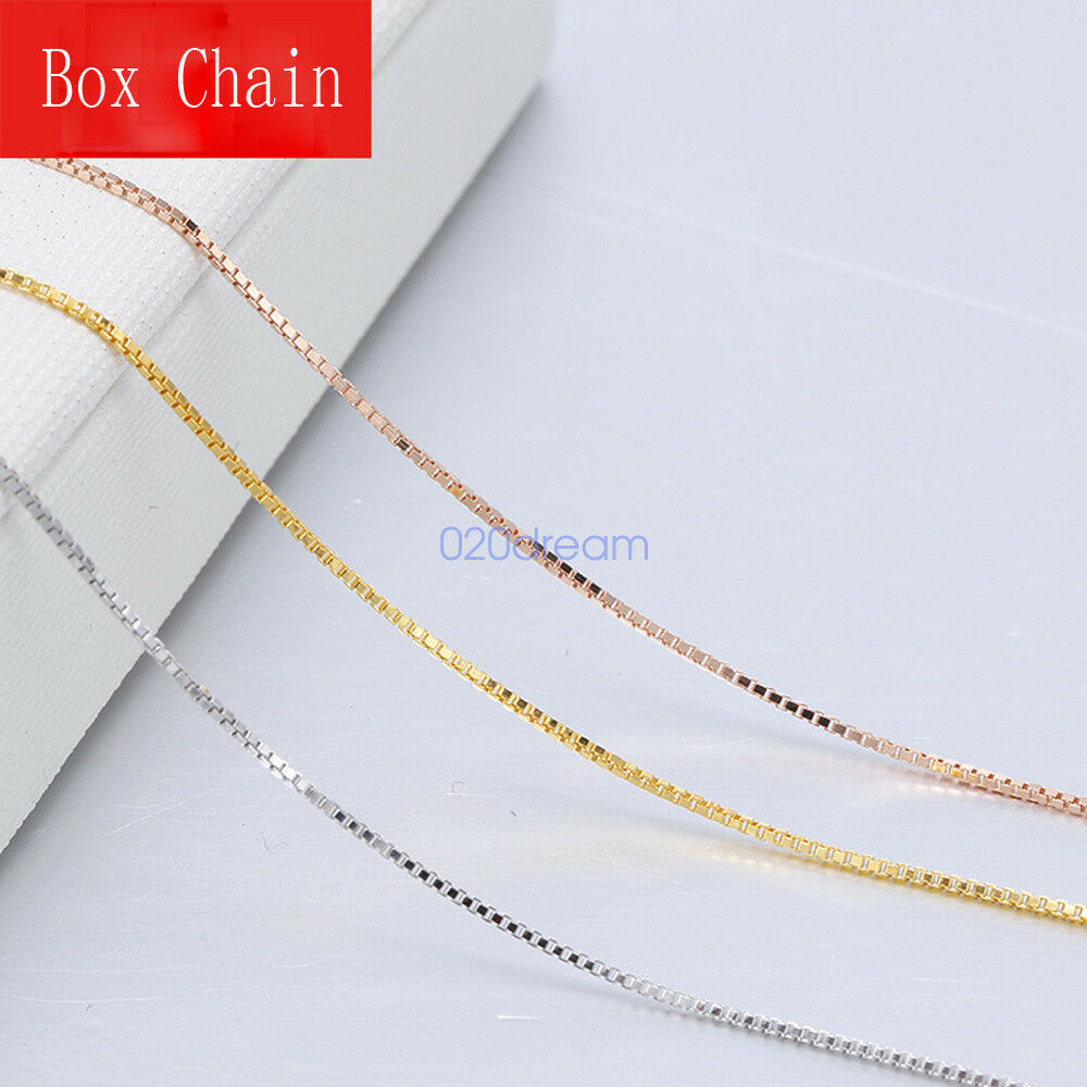 【In Stock】100% Real Solid 925 Sterling Silver Necklace 0.8mm Box Chain ...