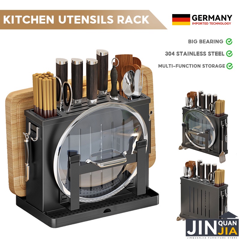 JINQUANJIA 304 Stainless Steel Knife Holder Cutting Board Rack Kitchen ...