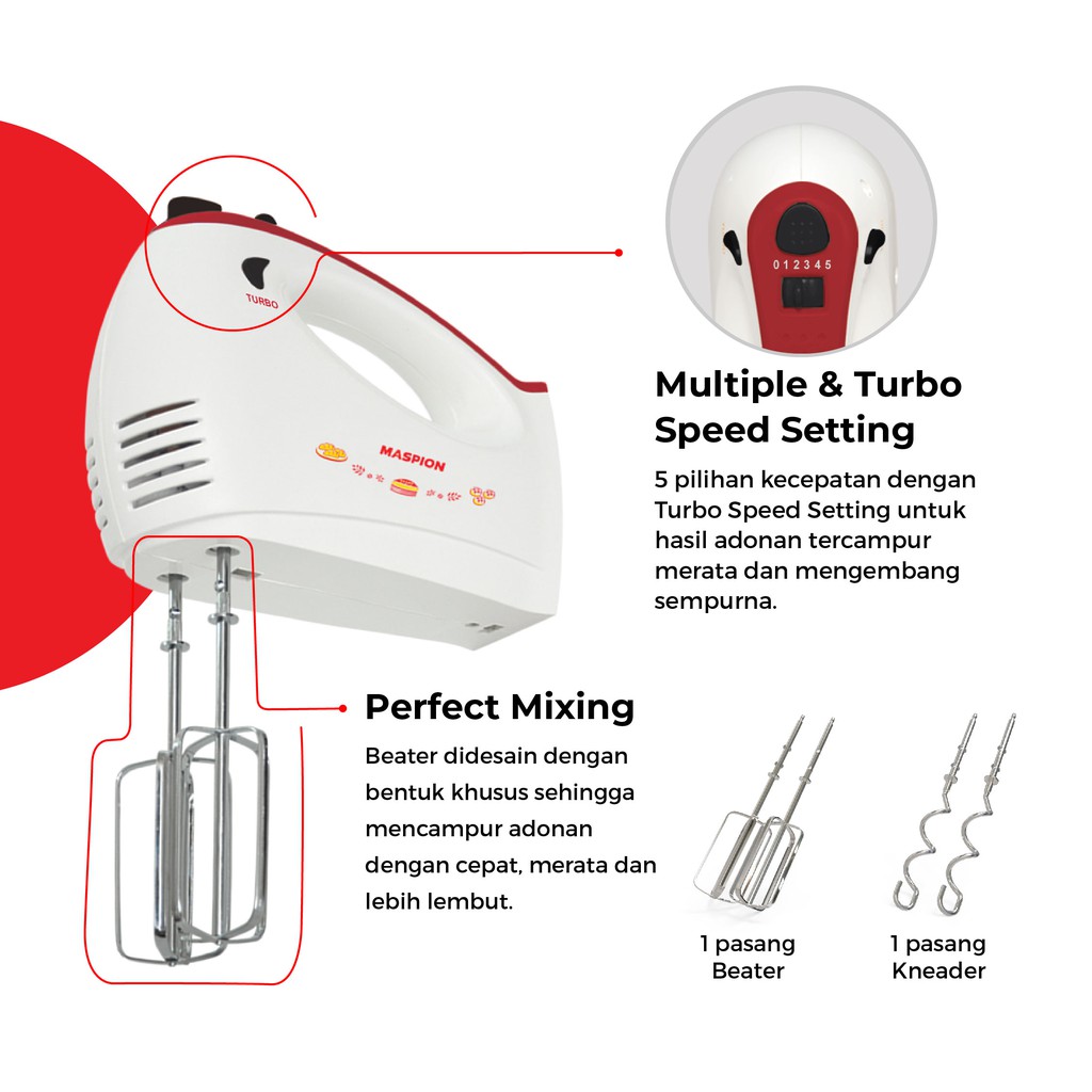 Maspion Electric Hand Mixer Pencampur Elektrik MT-1193 BB - Gambar 4