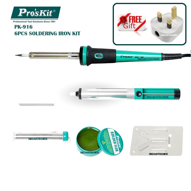 Pro'skit PK-916 6 In 1 Soldering Iron Kit 6 Piece Electricity Soldering ...