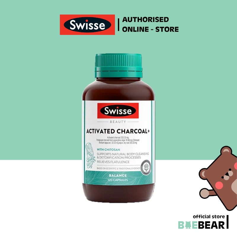 (Brand Authorised) Swisse Beauty Activated Charcoal+ 120 Capsules [Baebear.sg]
