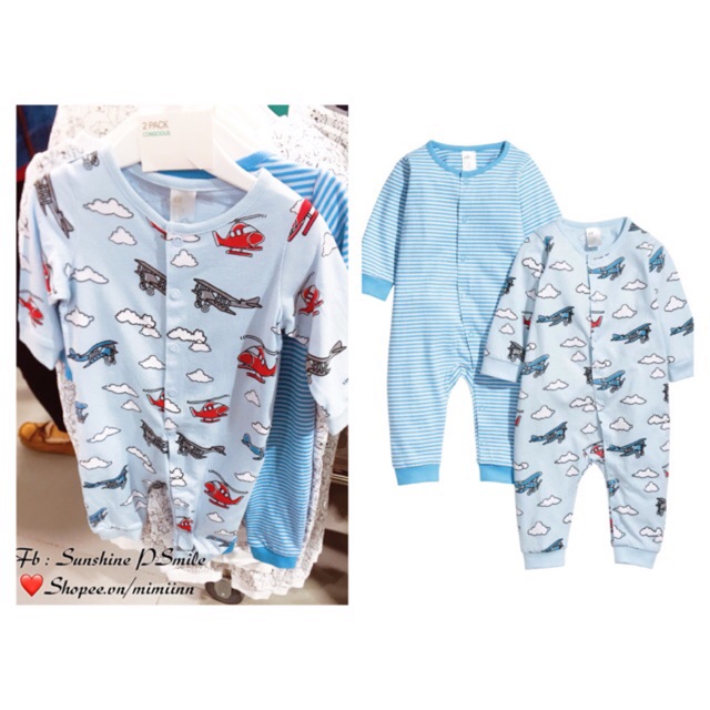Set of 2 bodysuits with striped patterns and airplanes from HM auth ...