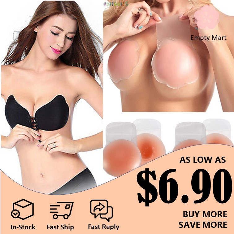 Women Silicone Reusable Breast Lift Nipple Cover Pasties Adhesive Invisible  Bra Strapless Push-Up Bra Gel