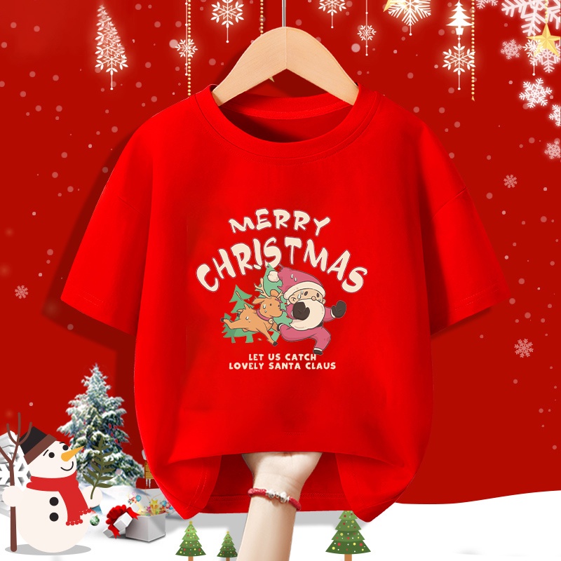 Merry Christmas Print Kids Boys Girls T Shirt Fashion Christmas Tshirts