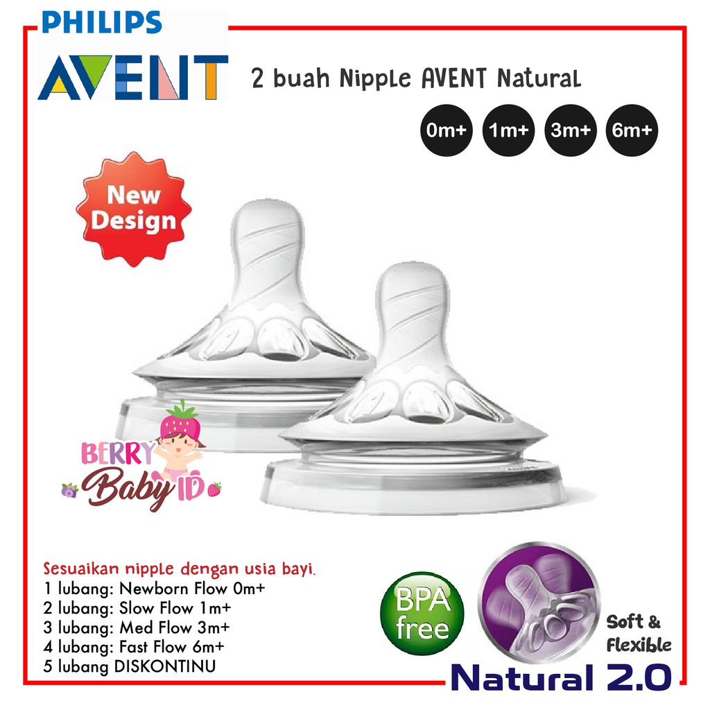 NEW Philips Avent Natural Baby Newborn Flow Bottle Nipples 0m+/2