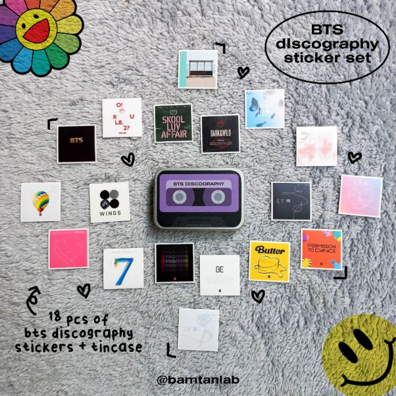 Bts DISCOGRAPHY TINCASE STICKER SET (UPDATE + PROOF STICKER) | Shopee ...