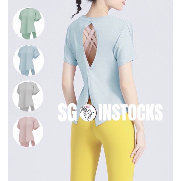 (SG Instocks) SPORTS TOP/ EXERCISE TOP FOR DESIGNS BACK CUT OVERSIZED DESIGN MULTIPLE WEARING STYLE