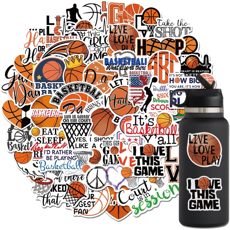 50pcs Basketball Stickers for Kids, Waterproof Sport Sticker for Water ...