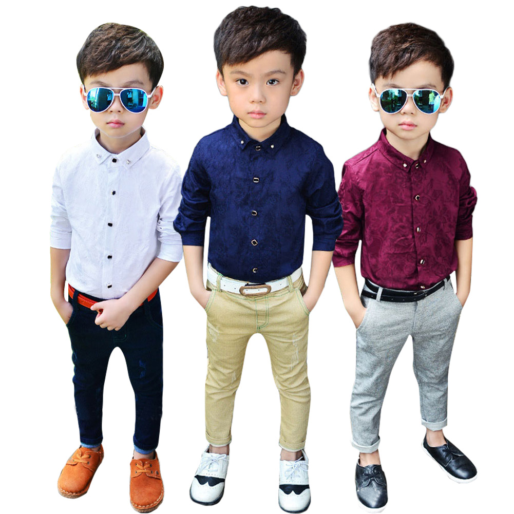 Kids Boys Long Sleeve Jacquard Shirt Floral Print Formal Blouse Birthday Wedding Party Wear Shopee Singapore