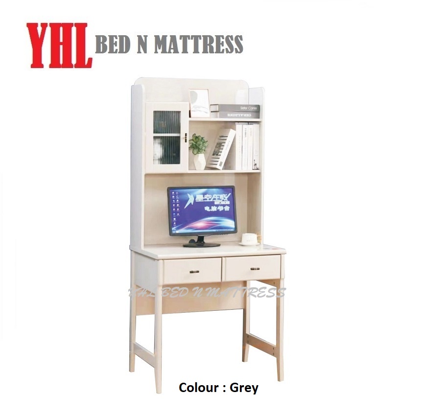 YHL New Grey Study Desk / Writing Table With Top Shelves | Shopee Singapore
