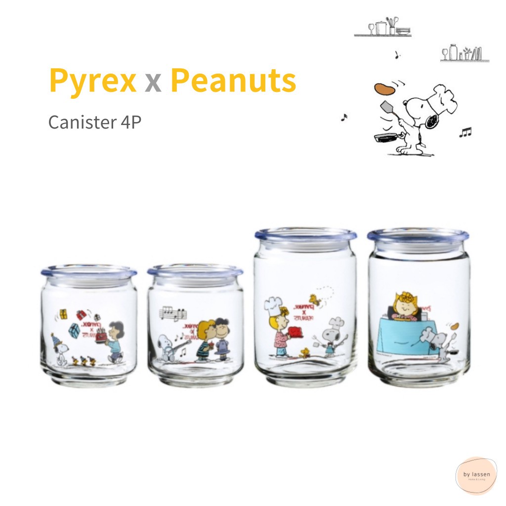🌺KOREA🌺 Pyrex Peanuts Canister 4P Set Pyrex X Snoopy 🌺KOREA🌺 Pyrex Peanuts Canister 4P Set Pyrex X Snoopy