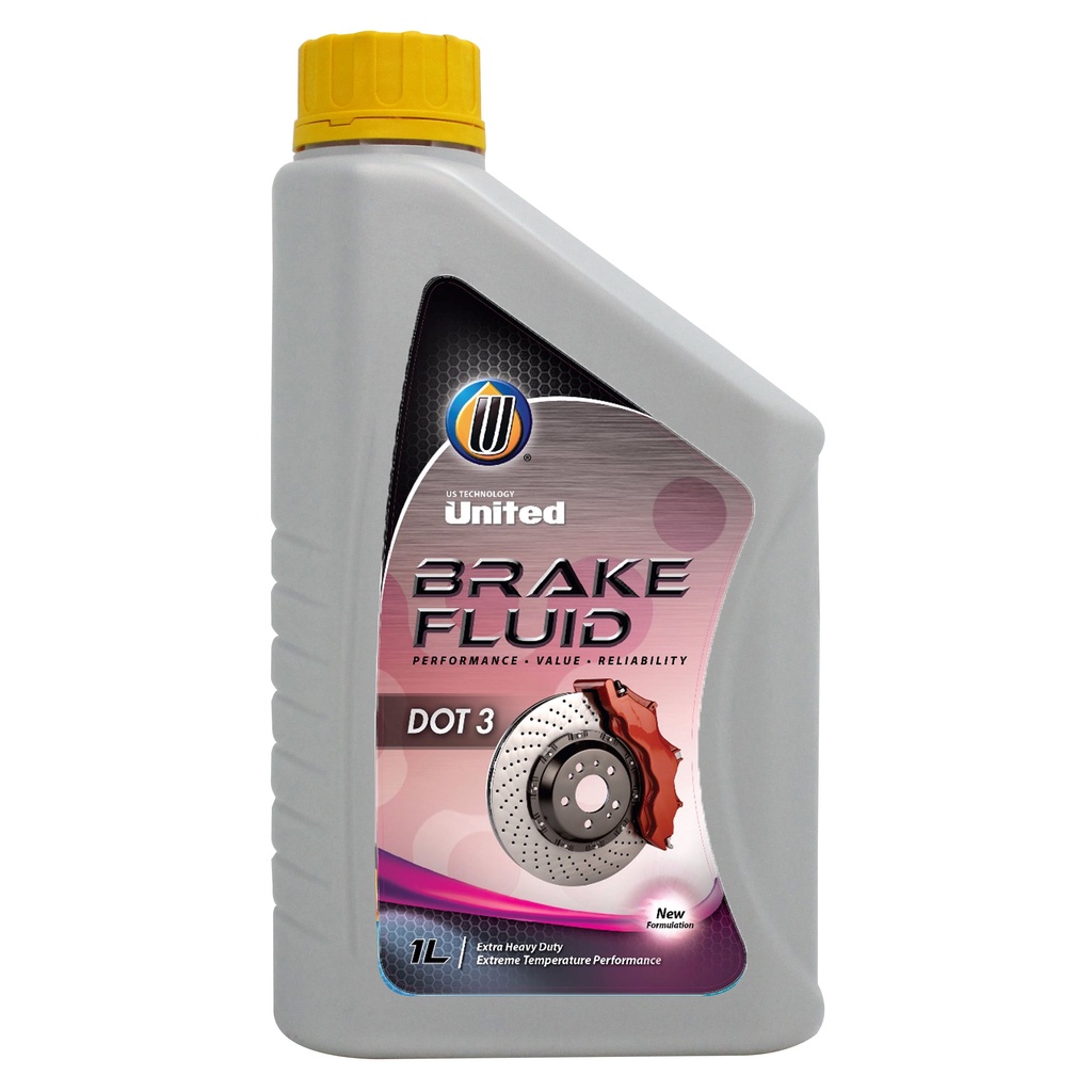 1L United Glycol Brake Fluid DOT 3 / DOT 4 (Neutral Color) Shopee