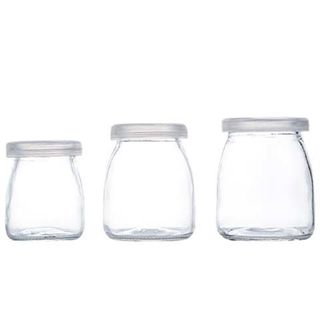 Clear Glass Jars ,Glass Yogurt Container, Replacement Glass Pudding Jars Yogurt Jars,Glass Container for Milk,Jams,Mousse Bottle and Filter, Size: As