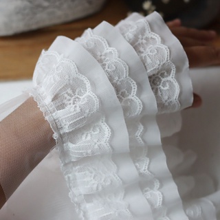 2M 4cm Wide Lace Ribbons For Crafts Hollow Sewing Tulle Fabric