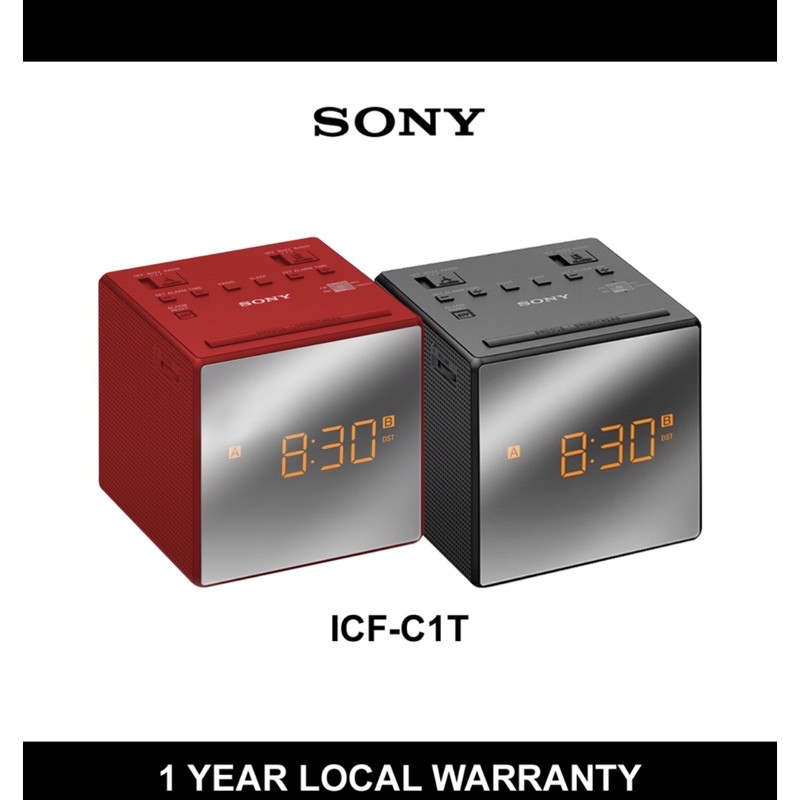 Sony ICFC1T Clock Radio (Black/Red) Shopee Singapore
