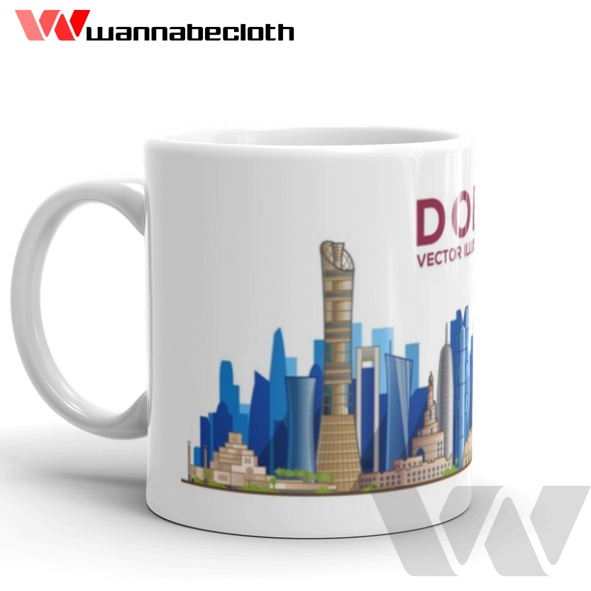 Doha Qatar Glass Mug Doha Qatar Print Mug Custom Souvenir Doha Qatar ...