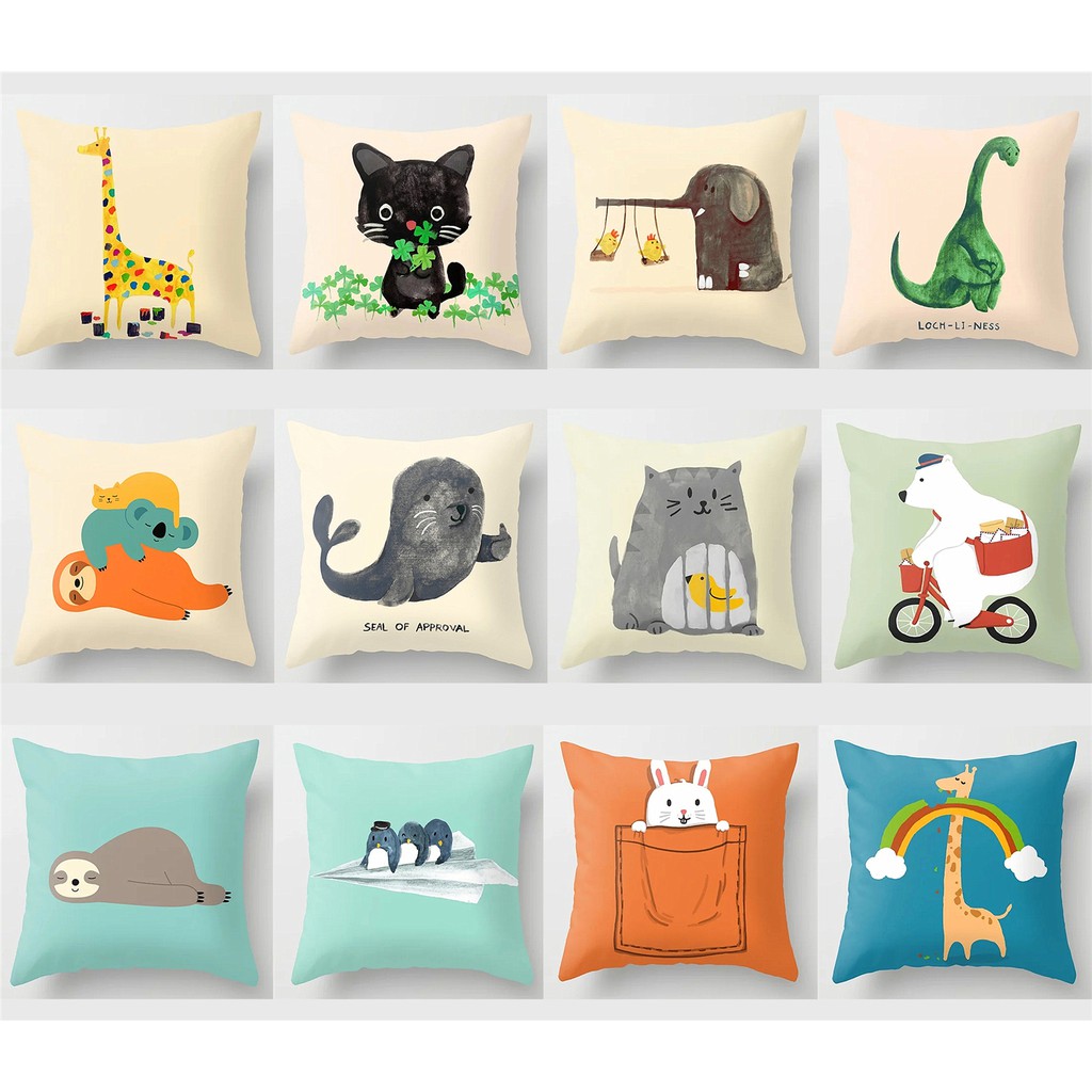 Pillow case40×40.45×45.50×50.60×60,Cushions cover Cute animals