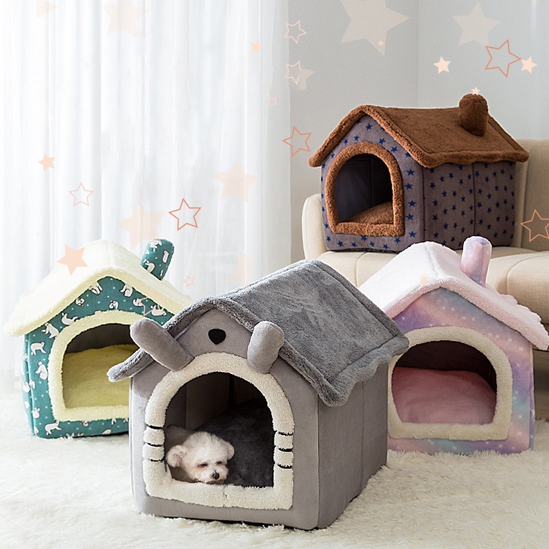 Foldable Pet Dog House Indoor Winter Warm Cat Bed Tent for Small