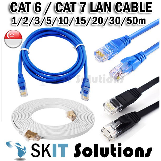 Cat 6 / Cat 7 ★ LAN Ethernet Networking Flat /Round Cable for Internet ...