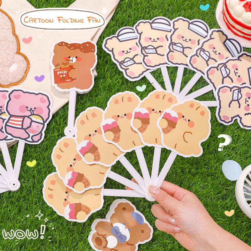 Cartoon Foldable Fan Summer Student Hand-Held Portable Special-Shaped ...