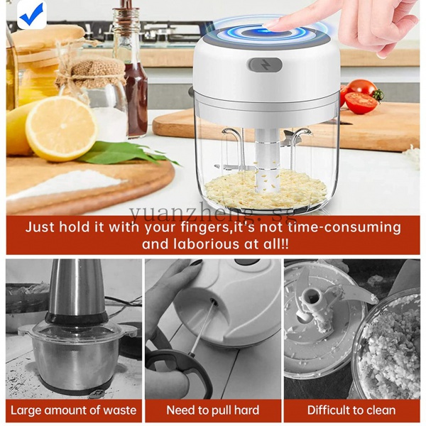 Electric Mini Garlic Chopper,Mini Food Chopper, Portable Electric Garlic  Grinder with USB Charging for Onion, Carrot, Meat, Baby Food, Vegetable 