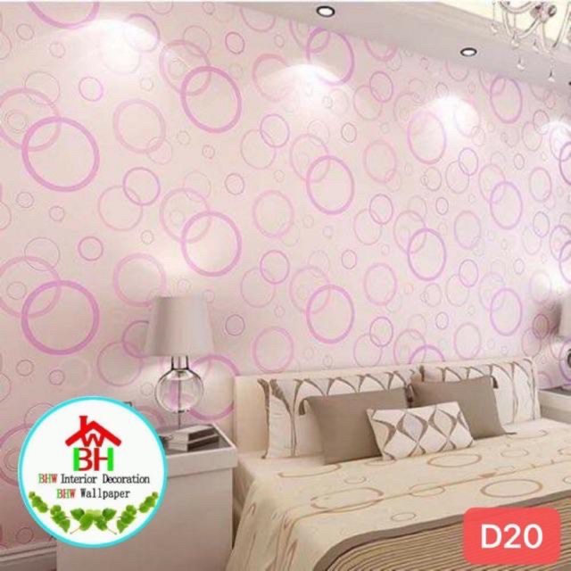 BHW Wallpaper Cirlce Design Color Pink Self-Adhesive Wallpaper PVC ...