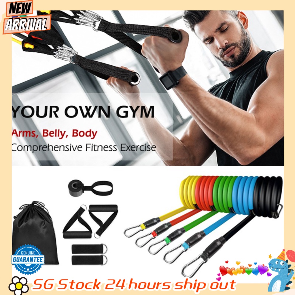 [SG Seller]11Pcs Latex Resistance Bands Resistance Tube Set Band Rubber ...