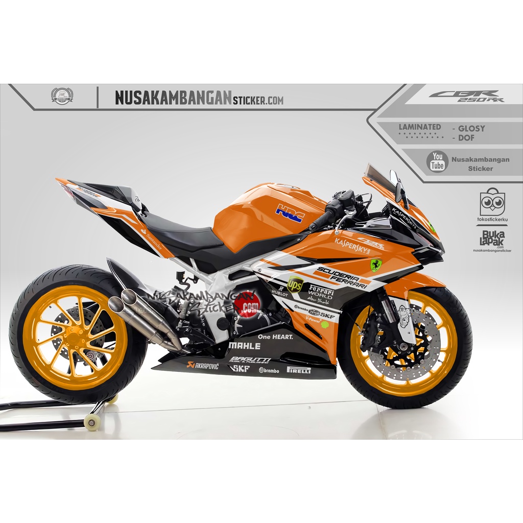 Honda CBR 250 RR Motorcycle Sticker Decal Full Body Ferrari Orange ...