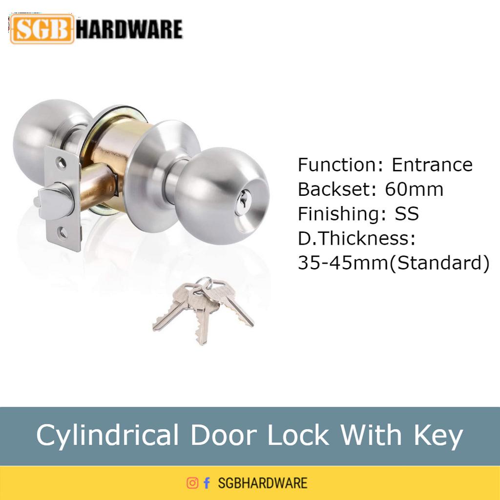 Stainless Steel Cylindrical Door Lock With Key / Stainless Steel ...