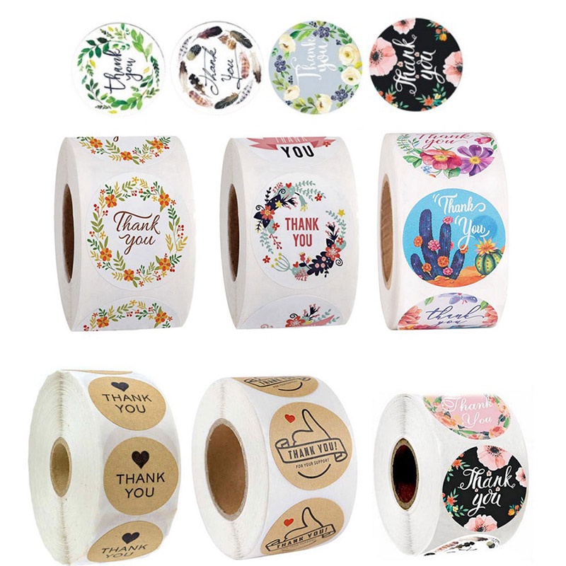 500pcs/roll Thank You Sticker Seal Label Scrapbook Round Circle ...
