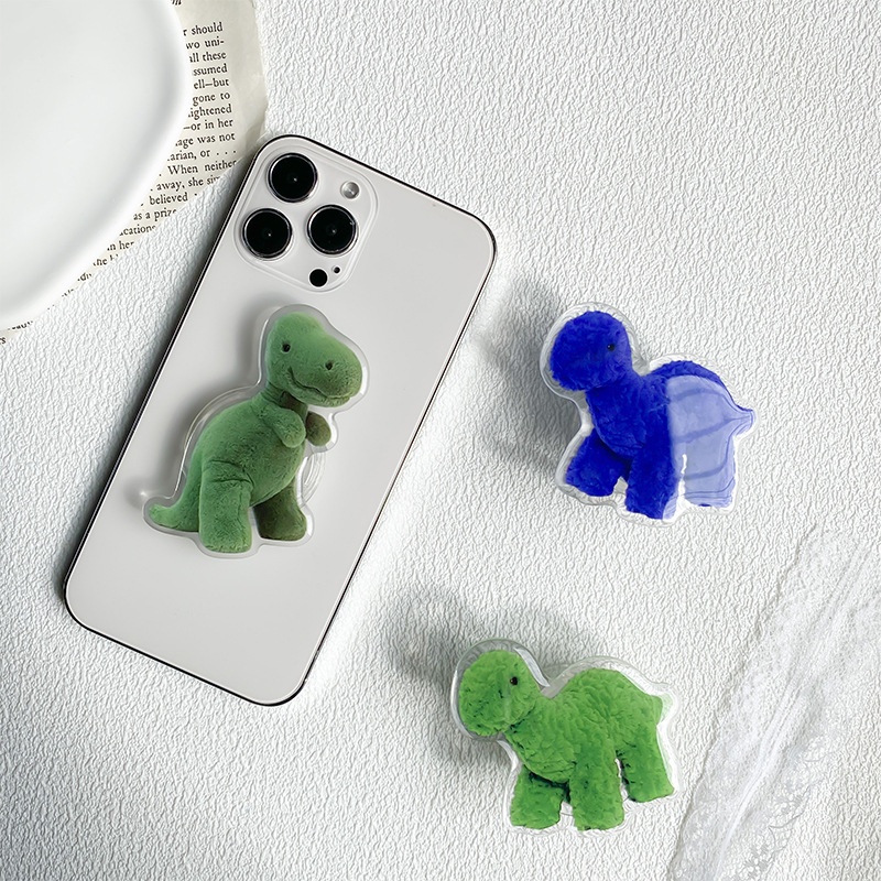 Cute Cartoon Dinosaur Green Blue Solid Back Stickers Plain Color Grip Griptok Phone Holder