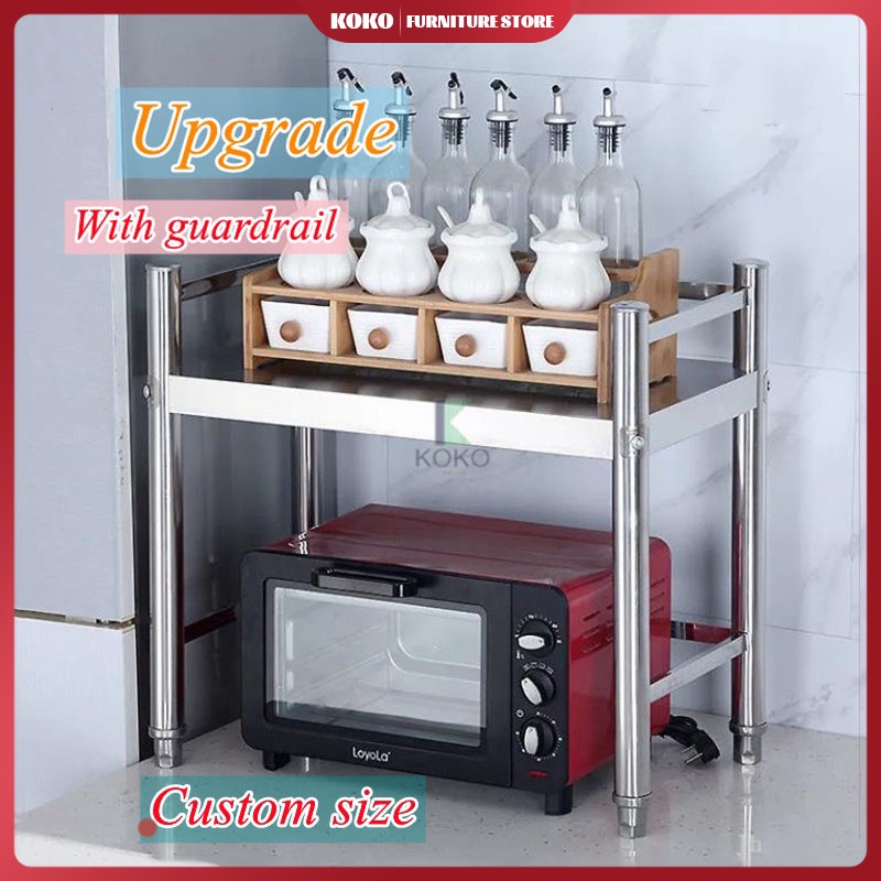 【With guardrail】Customized stainless steel kitchen countertop rack ...