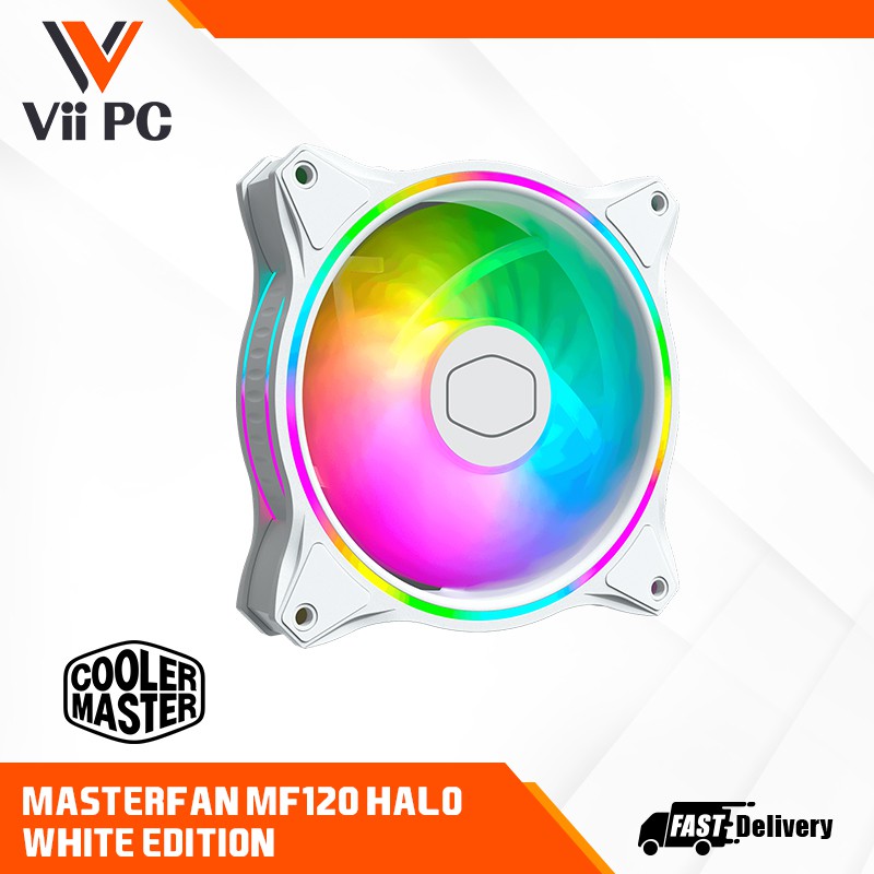 Cooler Master MasterFan MF120 Halo White Edition Case Fan, 1800 RPM, 47 ...