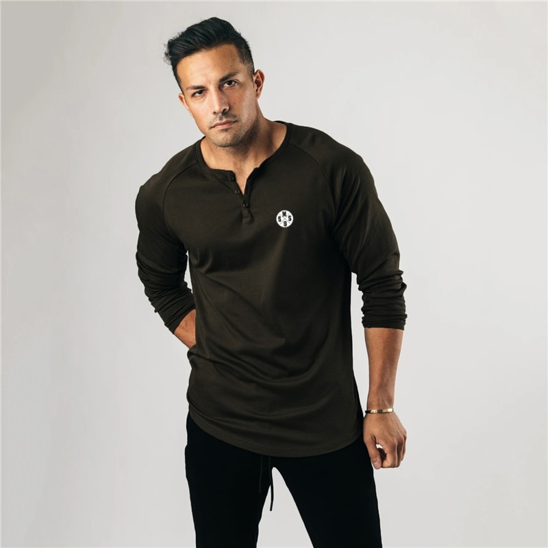 New Men's Casual Fashion Breathable Fitness Long Sleeve Clothing Bodybuilding Casual Autumn and Winter Trend Slim Sports T Shirt