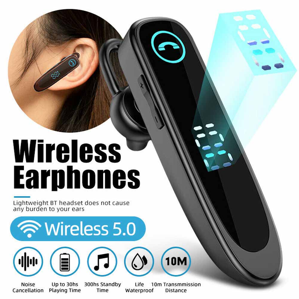 Bluetooth Wireless Headset Handsfree Earpiece Noise Cancelling For ...