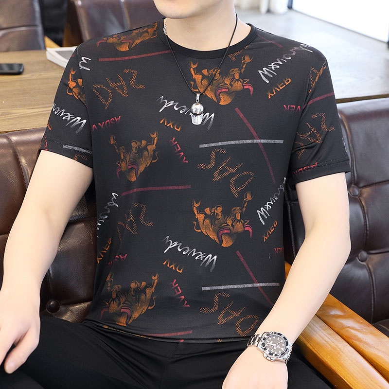 Men T-shirt summer Short Sleeve Tshirt Korean Round Neck Graphic Tees T shirt Men Clothing T-shirts