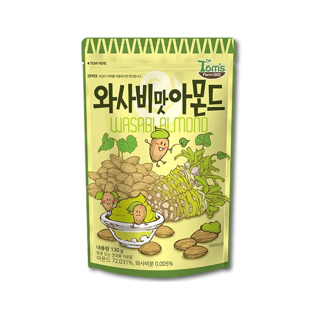 HBAF Gilim Tom's Farm Korean Almonds Wasabi 130g [Korean] Shopee