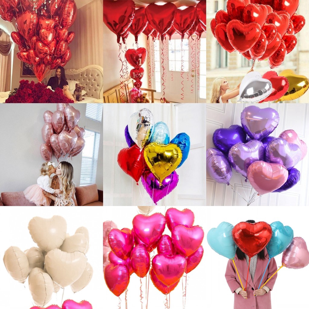 5pcs 18" Love Heart Foil Helium Balloons Wedding Party Birthday ...
