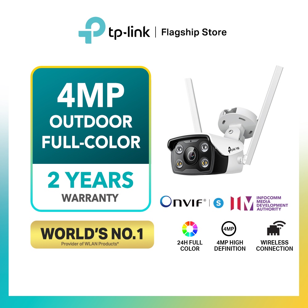 TP-Link VIGI C340-W VIGI 4MP Outdoor Full-Color Wi-Fi Bullet Network ...