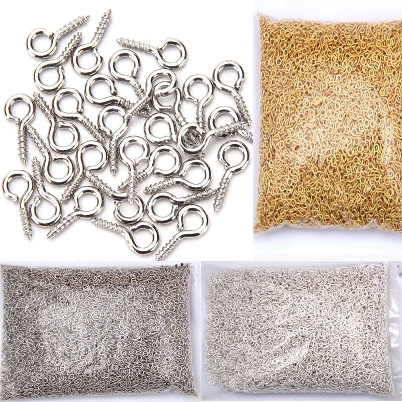 300Pcs Mini Screw Eye Pins for Jewelry Making Pearl Beads Eyepins Hooks Eyelets Screw Clasps Hooks for Pendant