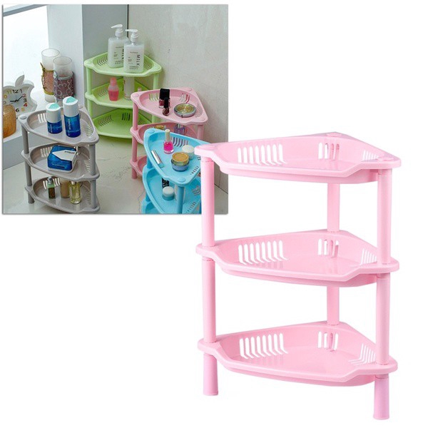 Happi GO 3 Layer Plastic Corner Storage Shelve Organizer Basket Rack