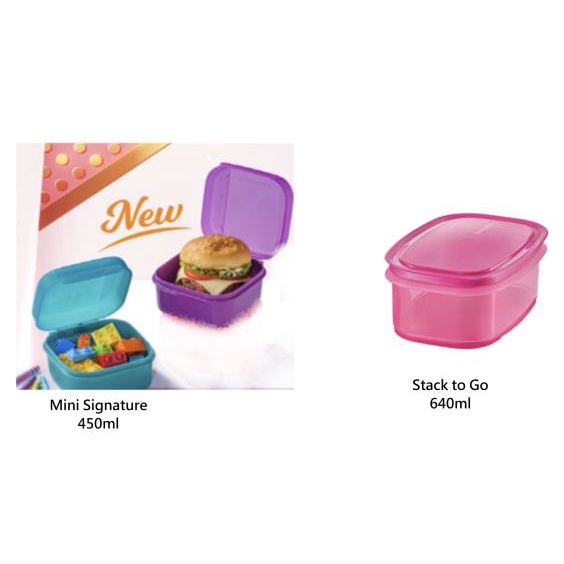 TUPPERWARE Stack To Go 640ml/ Mini Signature 450ml (AUTHENTIC) | Shopee ...