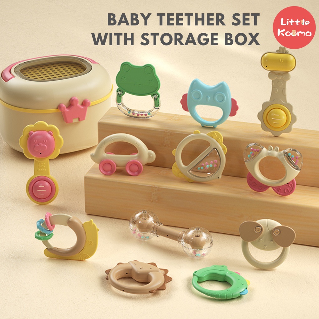 Baby Teether Set 12 Pieces Food Grade Silicone Teether Set With Portal ...