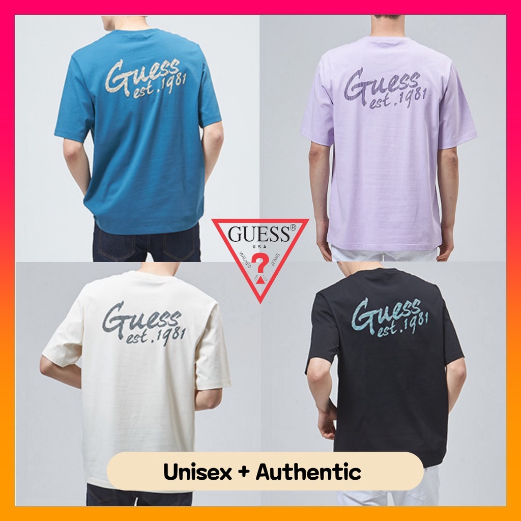 Guess Unisex Back GUESS LOGO Semi Over Fit T shirts Shopee Singapore