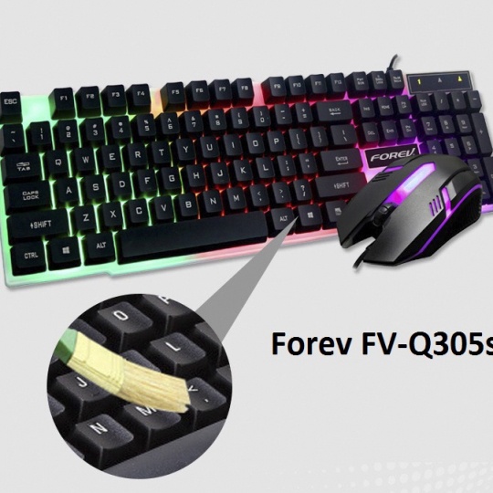 ForeV FV-Q305S computer keyboard and mouse with usb wire, RGB LED light ...